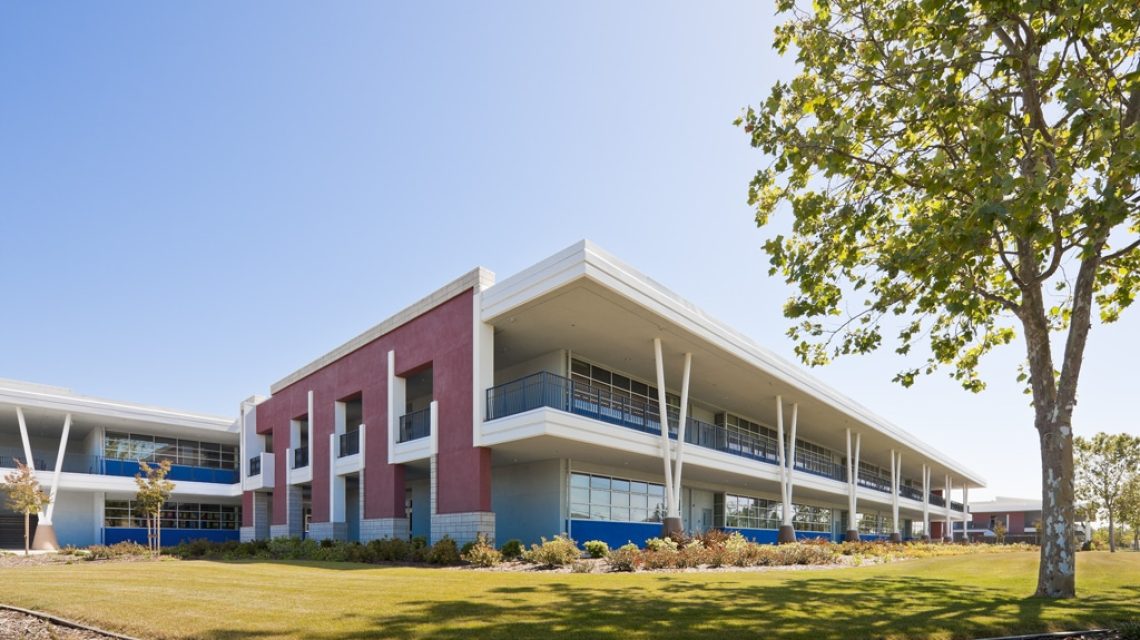 Humanities Buildings, early mornin glight, Dublin High School